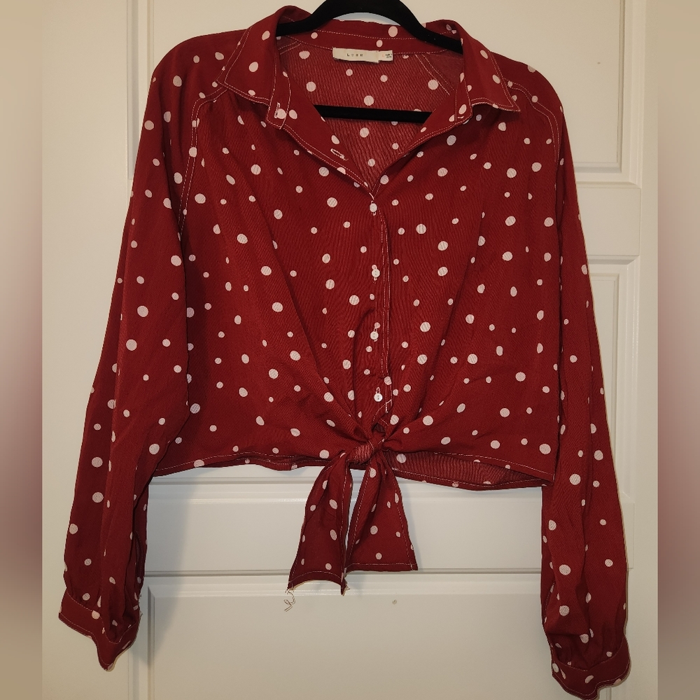Red polka dot top